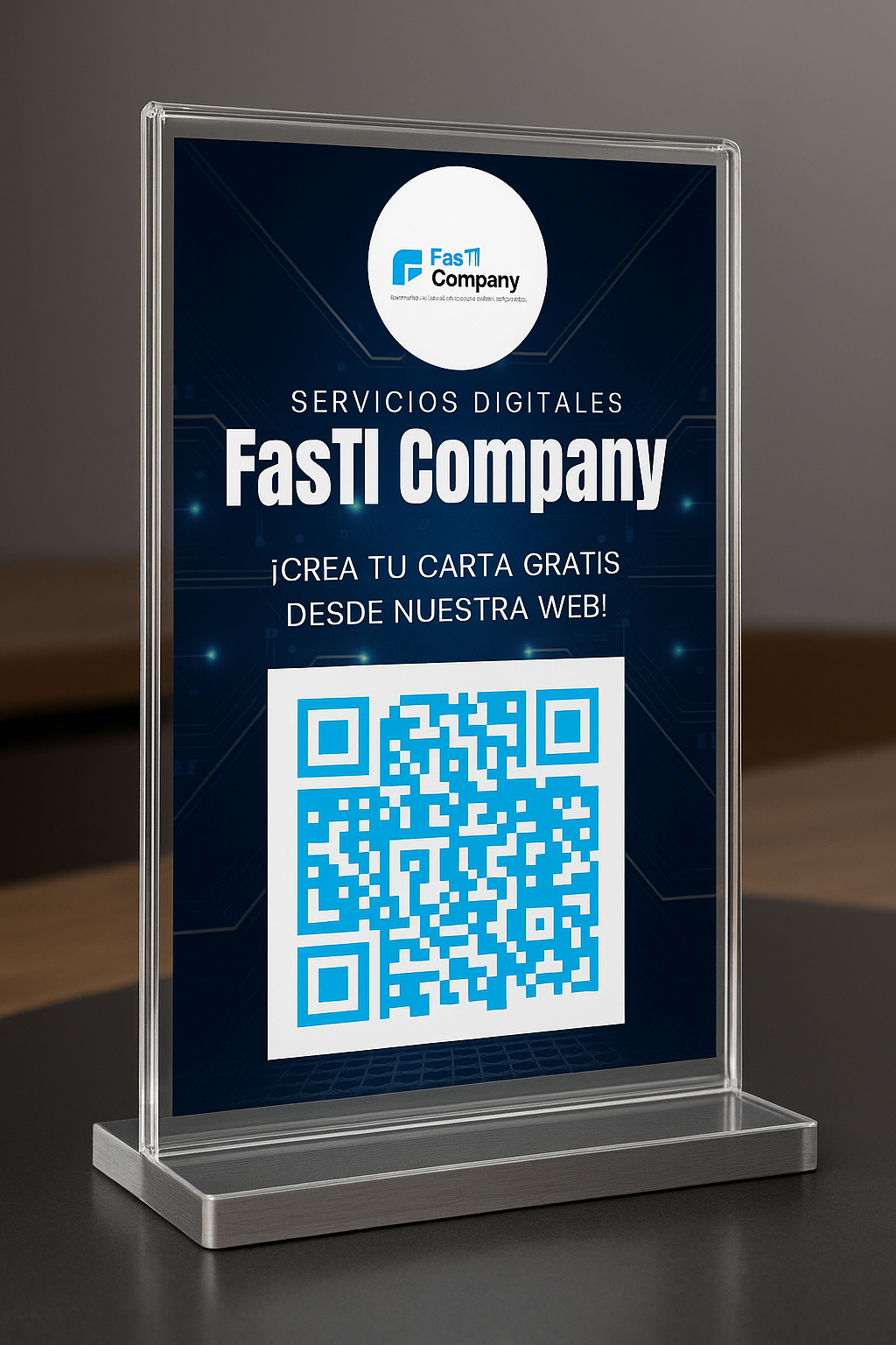 Acrílico con la carta digital y QR de FasTI Company
